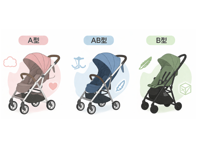 A型・AB型・B型ベビーカーイラスト